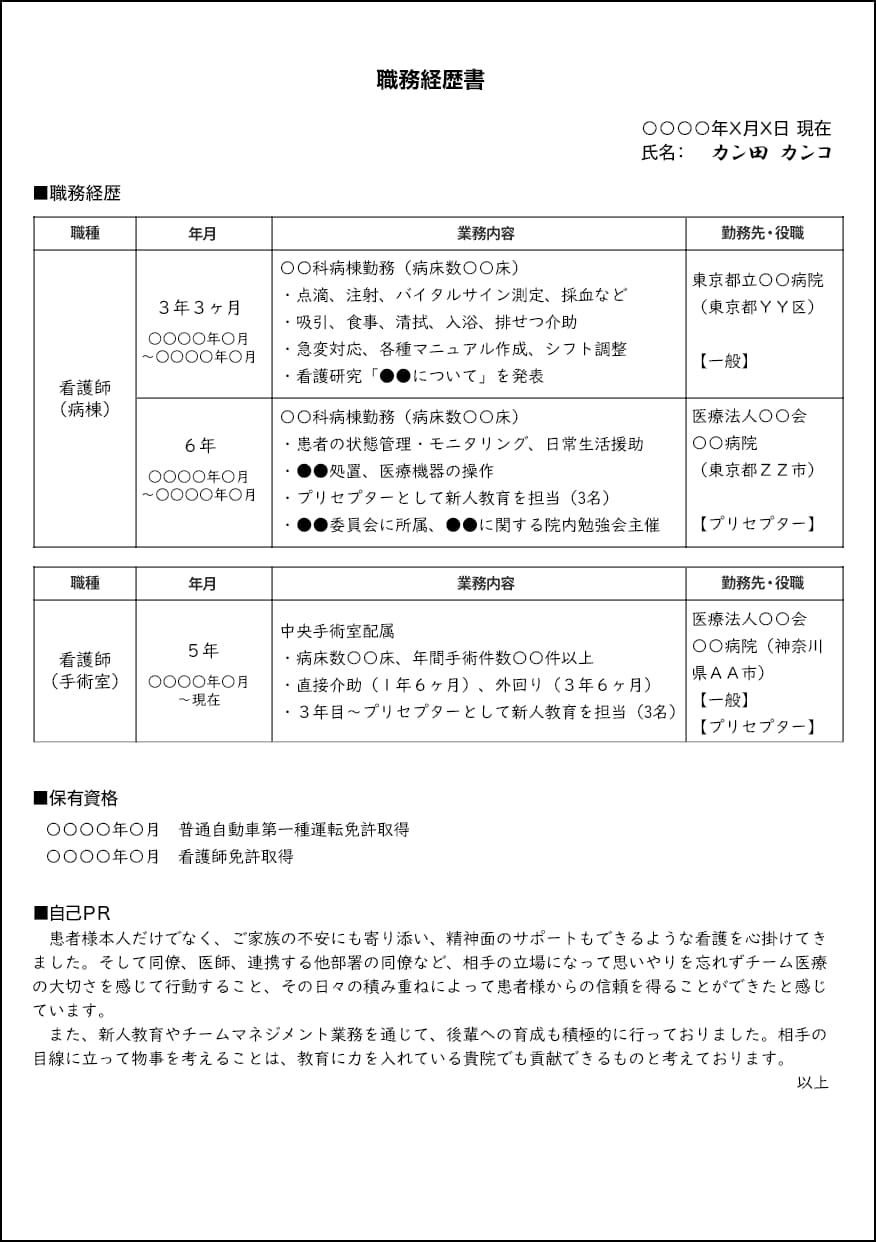 看護師の履歴書マニュアル 転職の志望動機 職歴の書き方 Career Picks